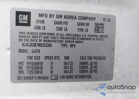 2021 Buick Encore Fwd Preferred from USA, damaged, VIN KL4CJASB7MB333394